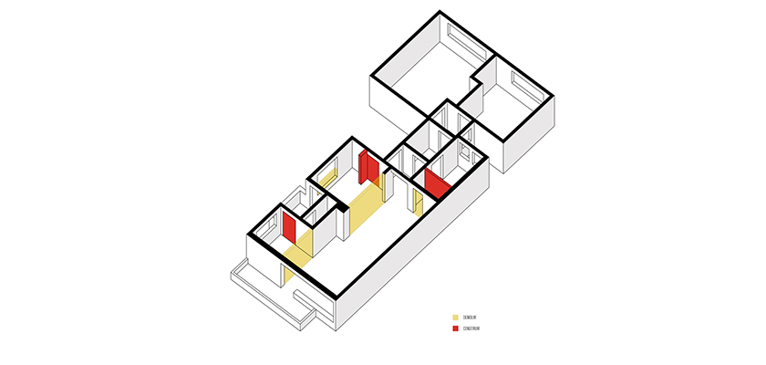 Demolir e construir. Imagem em perspectiva com representação de demolir e construir.