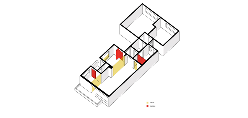 Imagem em perspectiva com representação de demolir e construir.