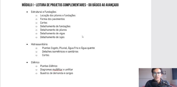 Conteudo do Curso de Leitura de Projetos Complementares