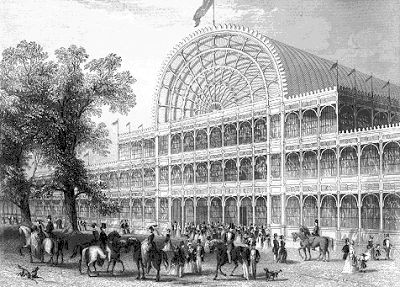 Ilustração do Palácio de Cristal de Joseph Paxton, primeira construção modular.