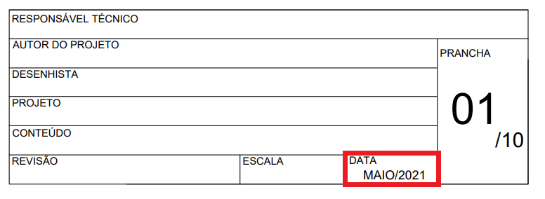 Carimbo de arquitetura: data