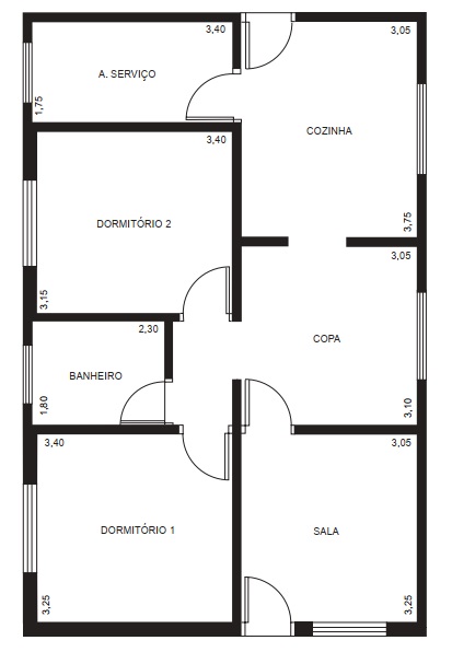 Planta baixa: dimensões