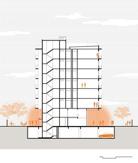 Corte de Arquitetura pós-produzido com o auxílio do Photoshop