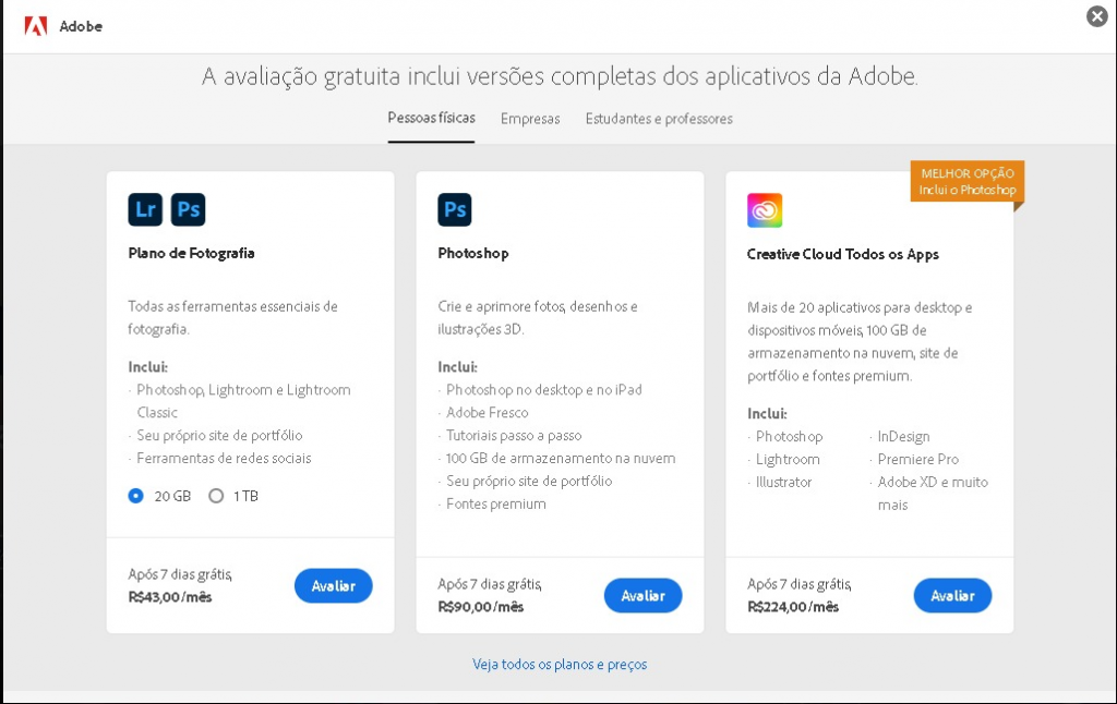 Planos e Preços Adobe Photoshop