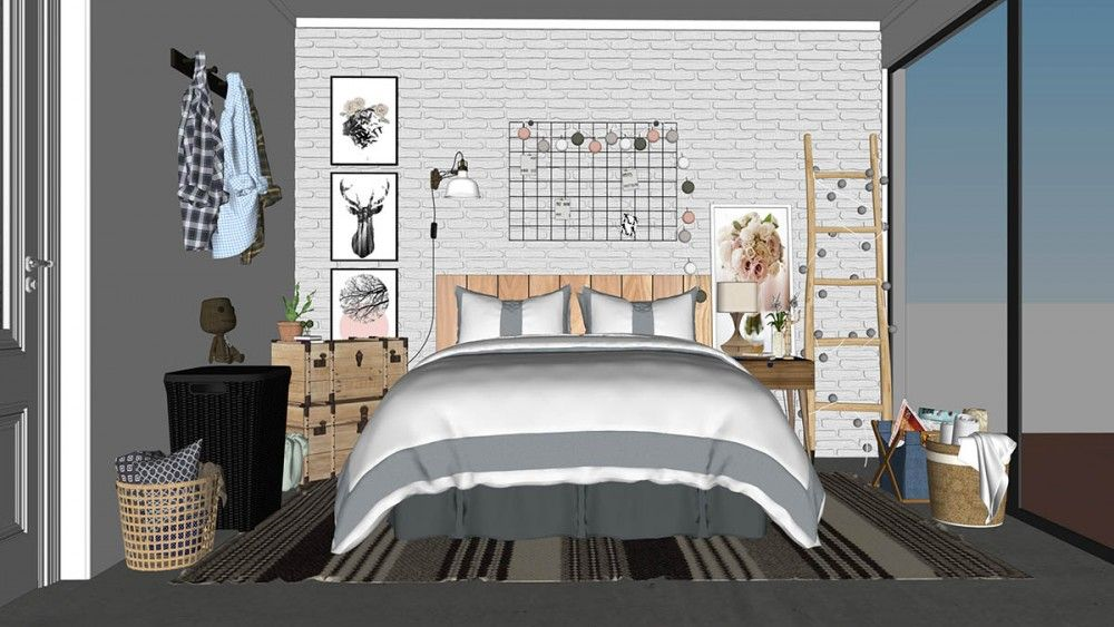 Projeto 3D de quarto produzido com o auxílio do Sketchup