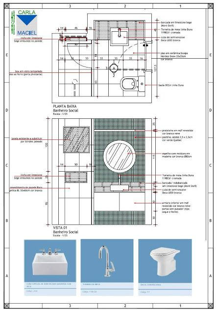 Projeto de Interior de Banheiro criado com o Programa de Arquitetura Revit