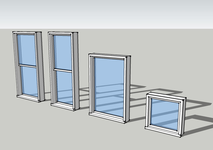 Componentes de esquadrias encontradas na 3D Warehouse