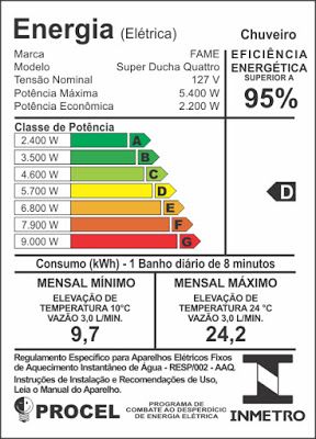 Consumo de energia de um chuveiro - Aparelho de Uso Específico