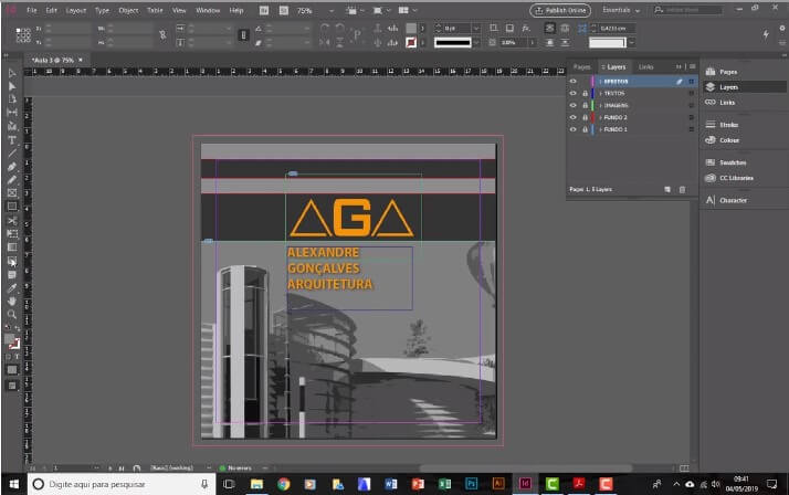 curso de indesign da projetou