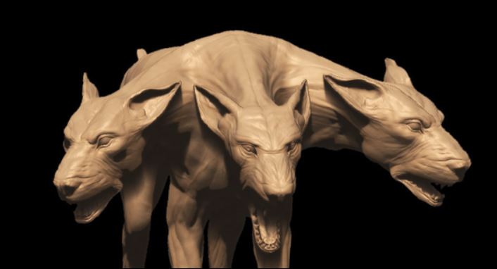 Cérebro, o cão de três cabeças de Hades - Sculpt no Blender