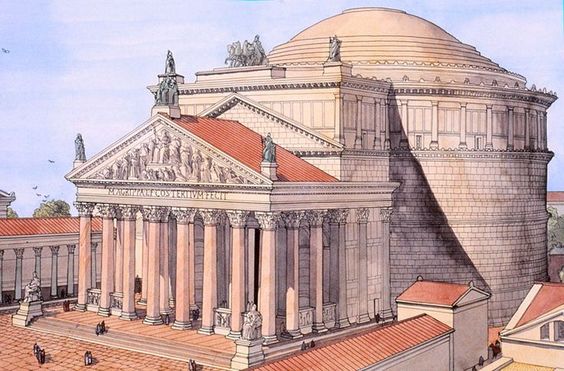Croqui do panteão romano outro exemplo de patrimônio histórico 