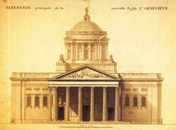 projeto antigo do Panteão de Paris feito por Soufflot