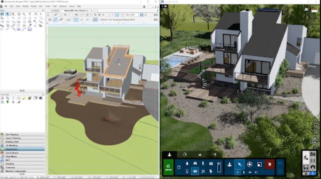 Projeto em Sketchup sendo renderizado no Lumion