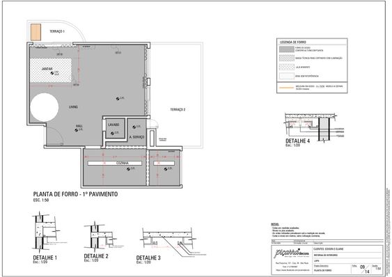 Projeto de interiores: planta de forro