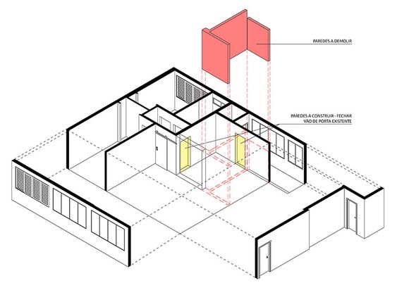 Diagrama de interiores: demolir e construir