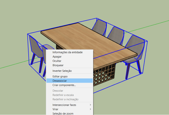 Como desassociar um grupo no Sketchup