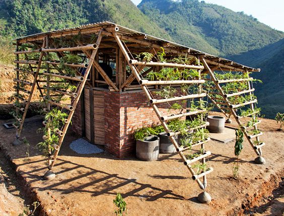 Edificação em que foi utilizada a estrutura de bambu