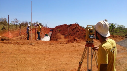 levantamento topográfico em realização 