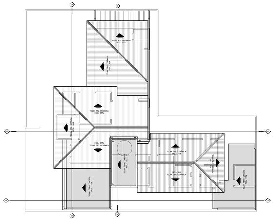 Planta de telhados e coberturas