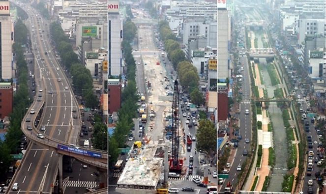 Cheonggyecheon antes e depois 