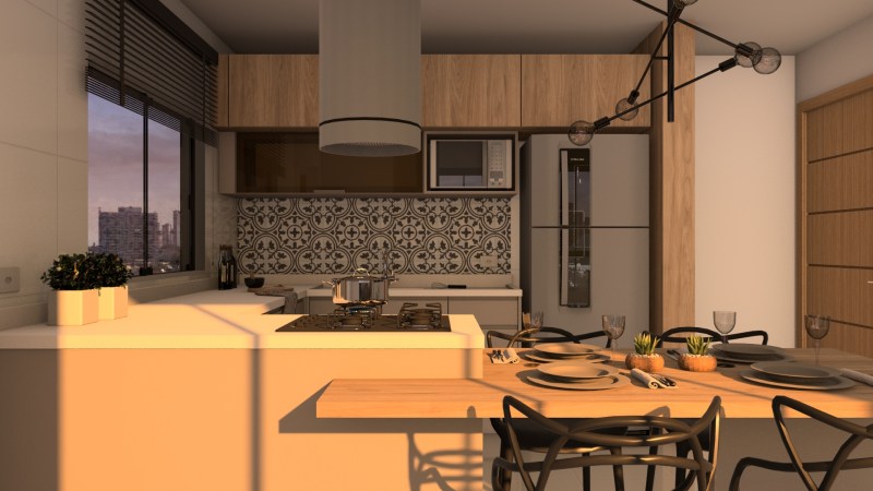 projeto cozinha renderizada