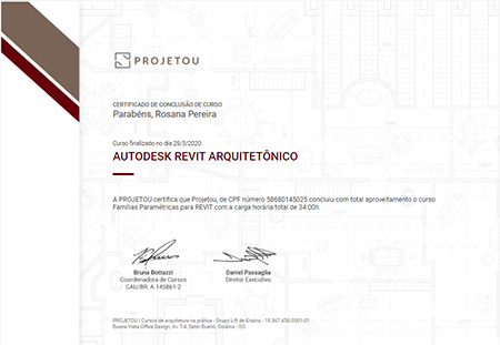 Certificado do curso online de Revit