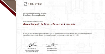 certificado projetou