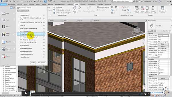 Exemplo do modelo de videoaula do curso de Revit online