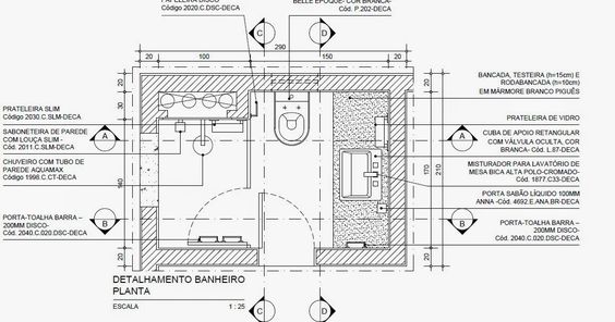 Modelo de detalhamento de banheiro