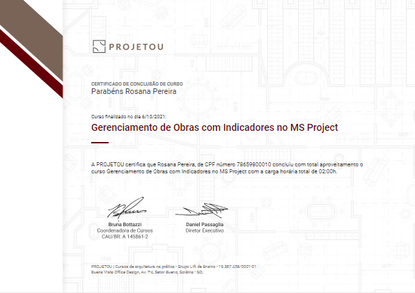 Certificado Projetou