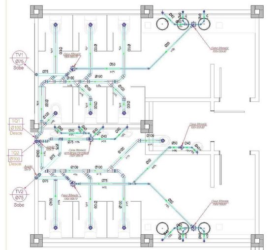 Modelo de projeto hidrossanitário no revit